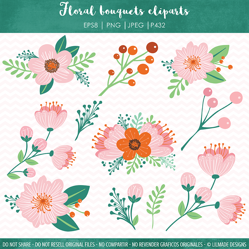 boho-floral-bouquets-clipart