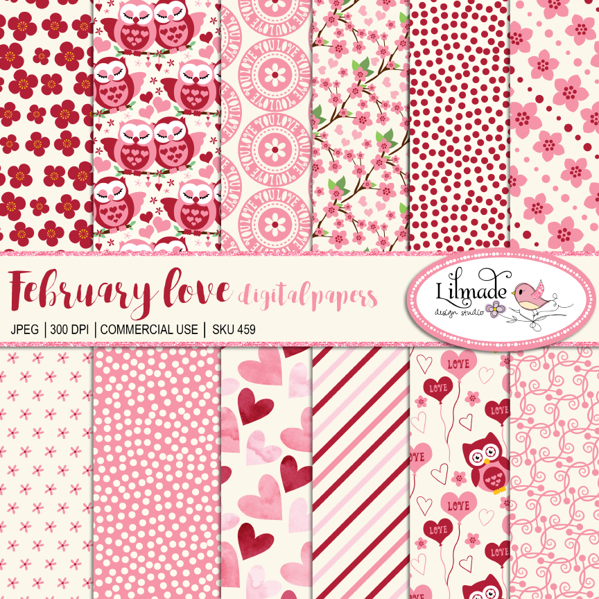 february-love-digital-papers