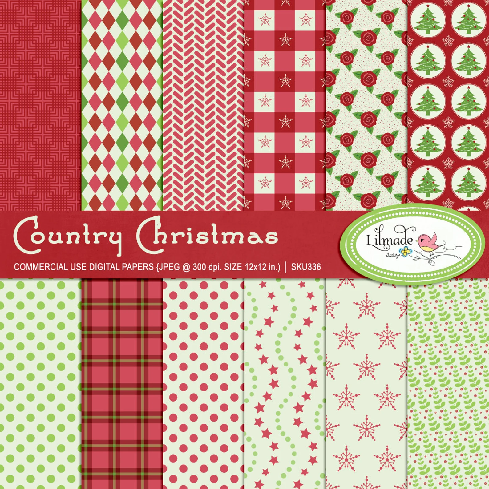 Country Christmas digital papers
