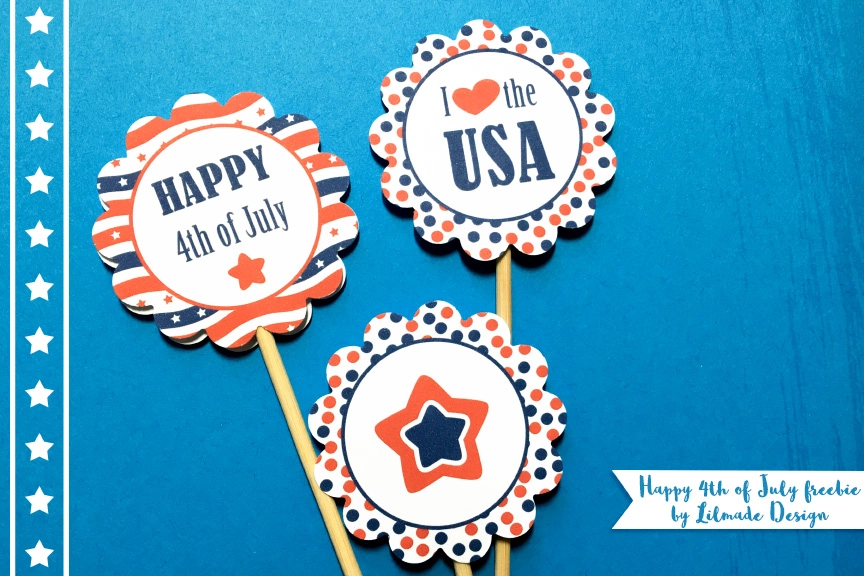 4th of July freebie and cupcake topper tutorial